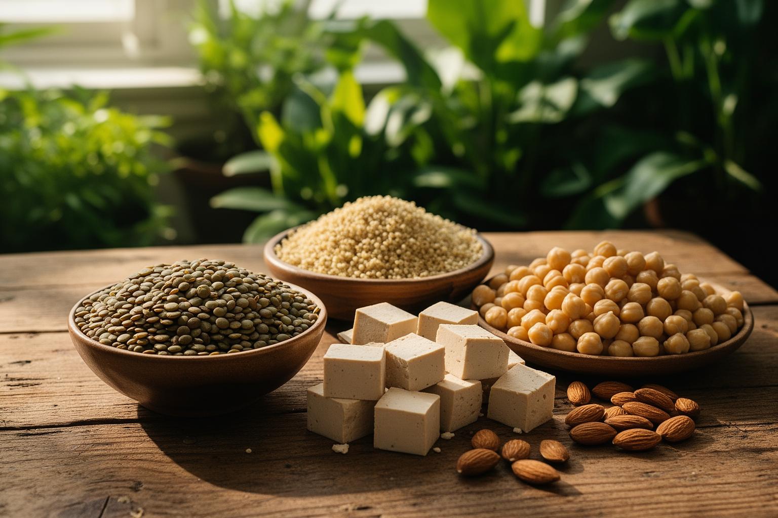 উদ্ভিজ্জ প্রোটিন সমৃদ্ধ খাবারের কোলাজ
