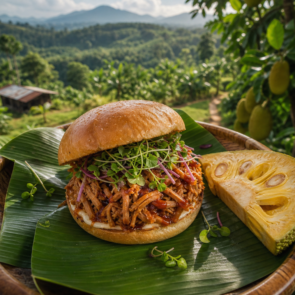 Primer plano de una hamburguesa vegana en la parrilla caliente, mostrando las marcas de la brasa y su textura jugosa.