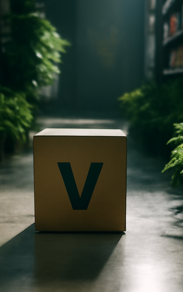 Un produit végan friendly posé sur une étagère épurée illustrant le contraste entre marketing écologique et réalité industrielle.