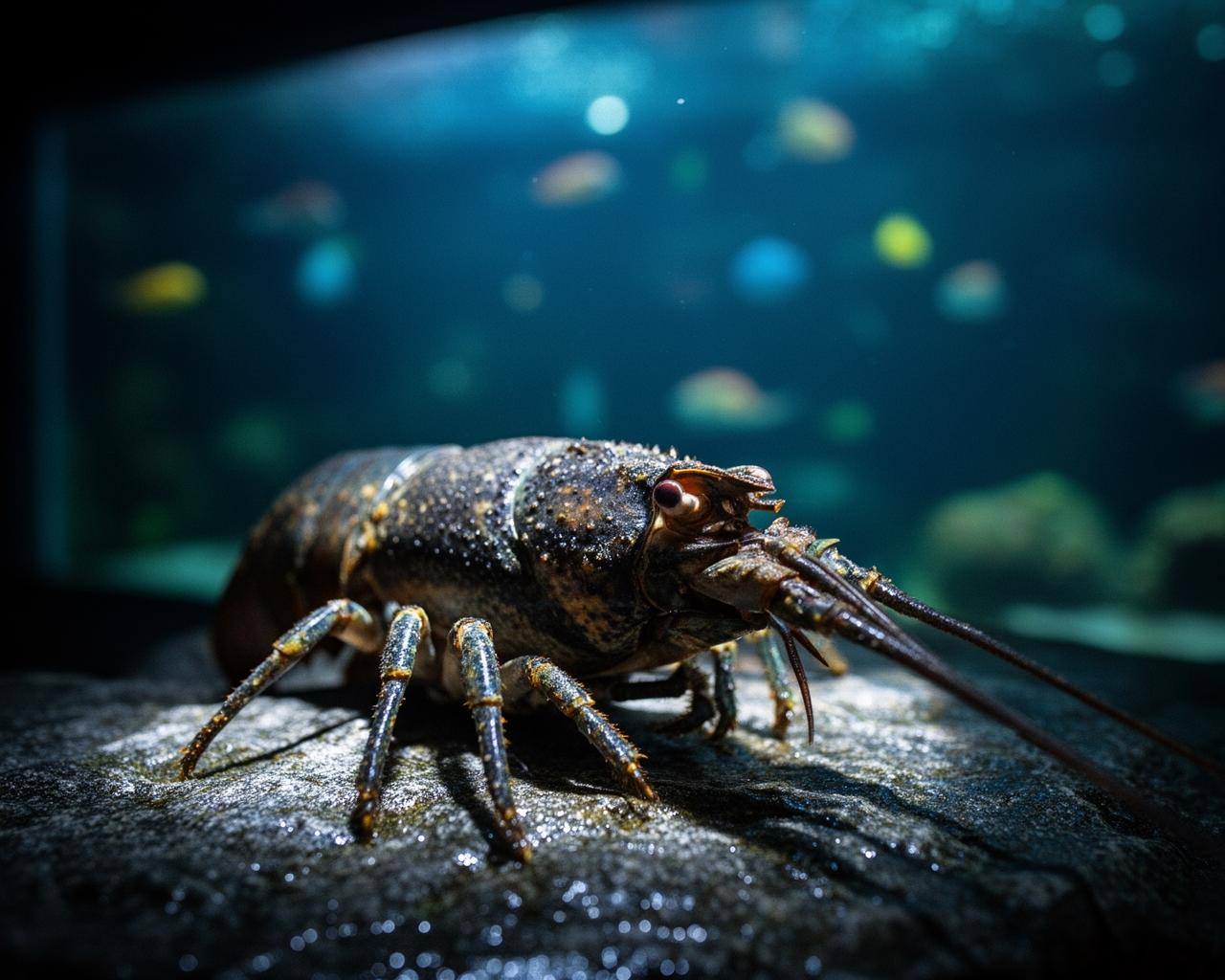 Nahaufnahme eines Hummers mit Fokus auf das zusammengesetzte Auge – Symbol für Krebs- und Hummer-Bewusstsein im UK-Gesetz 2026