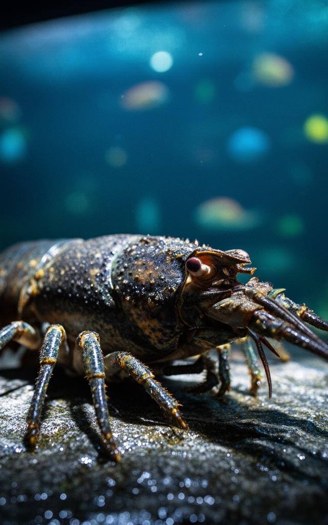 Nahaufnahme eines Hummers mit Fokus auf das zusammengesetzte Auge – Symbol für Krebs- und Hummer-Bewusstsein im UK-Gesetz 2026