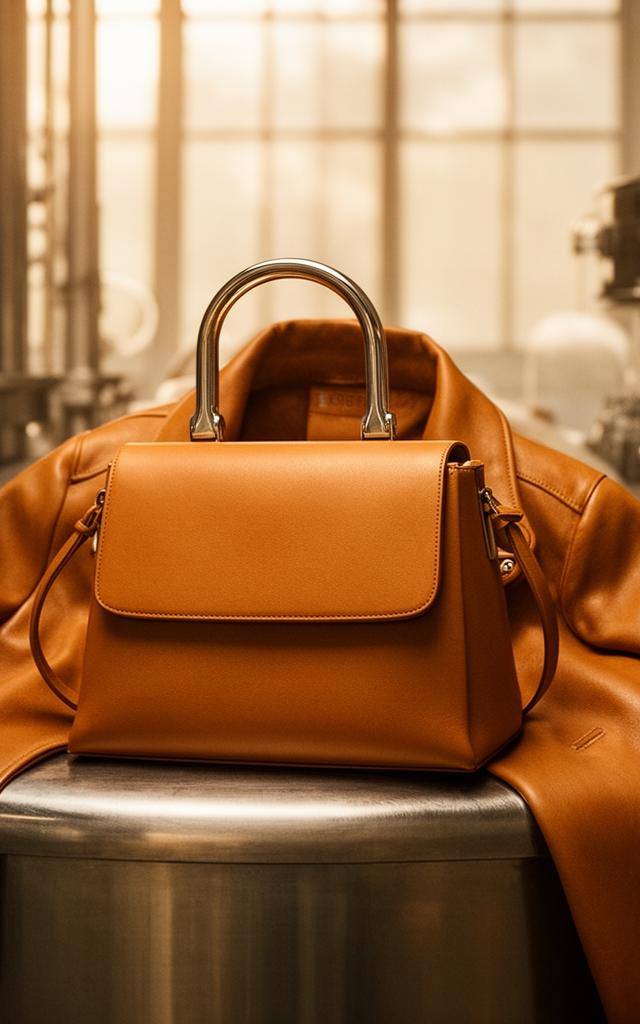 Modern Meadow Bio-Alloy sleek jacket and handbag in sustainable fashion studio