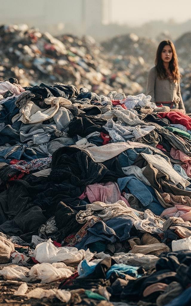 Shein IPO принудительный труд: горы выброшенной одежды на фоне быстрой моды