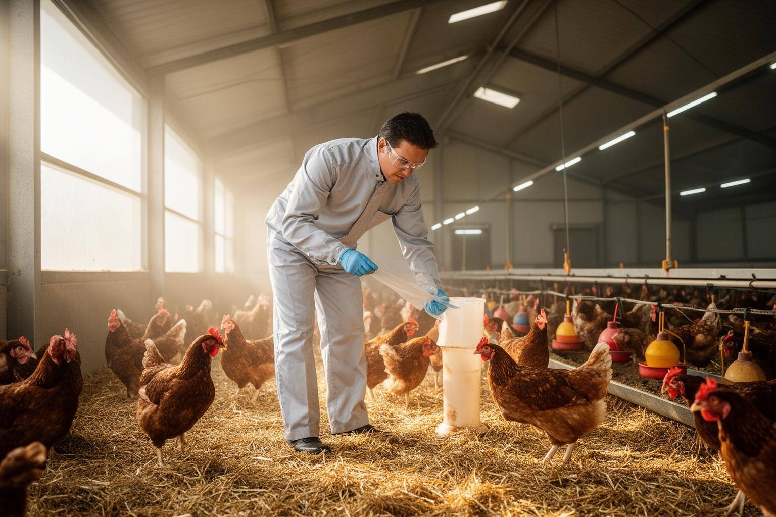 EUブロイラー飼育密度の新基準で鶏が広々とした環境で暮らす様子