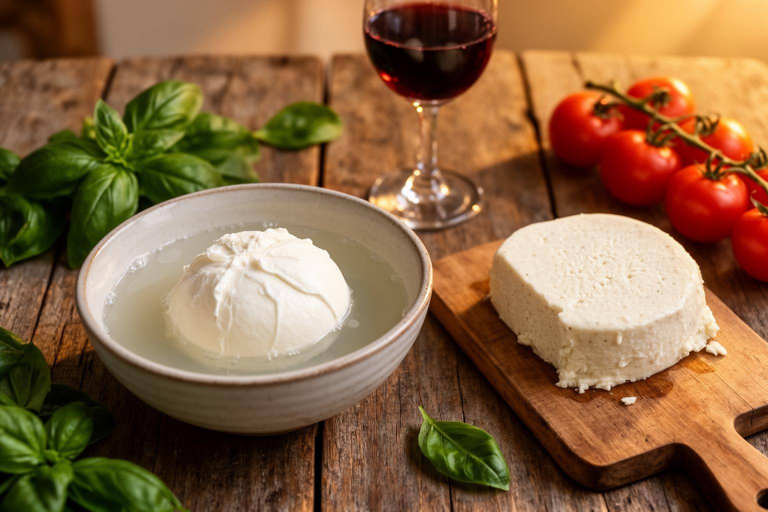 Duel mozzarella bufflonne vs végétale sur une table française