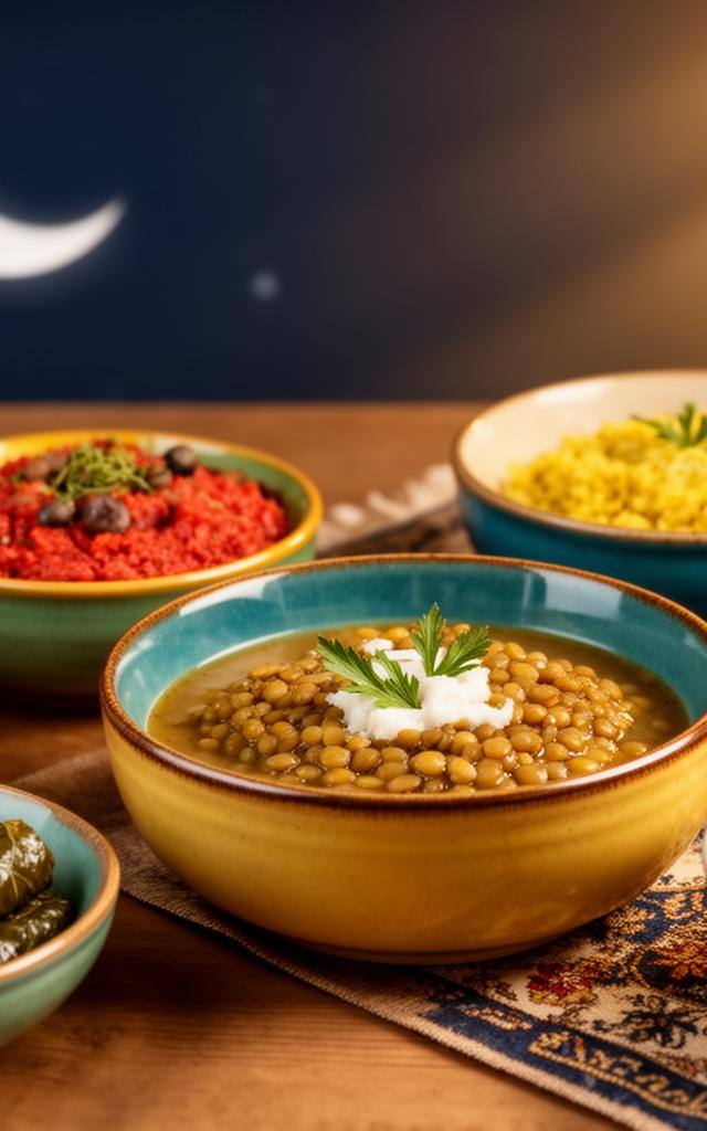 طاولة إفطار نباتي ملونة في رمضان 2026 مع أطباق متنوعة