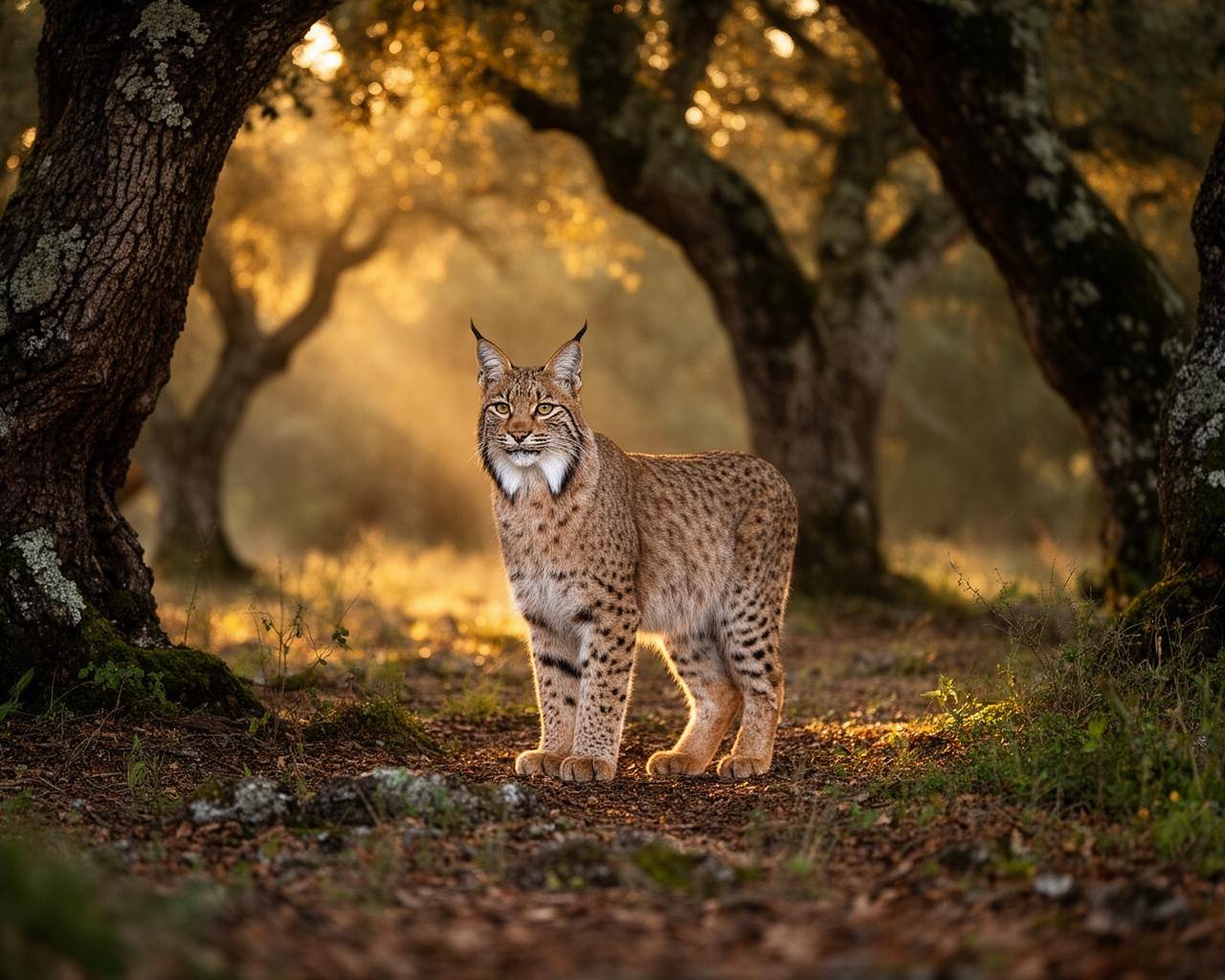Lince ibérico en bosque mediterráneo, clave para la protección de especies en peligro de extinción