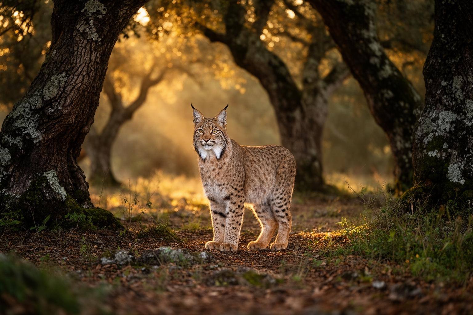 Lince ibérico en bosque mediterráneo, clave para la protección de especies en peligro de extinción
