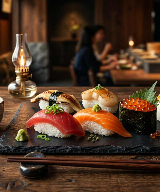 麻布台ヒルズにある洗練されたヴィーガンレストランのインテリアと、芸術的なプラントベース料理のテーブルセッティング