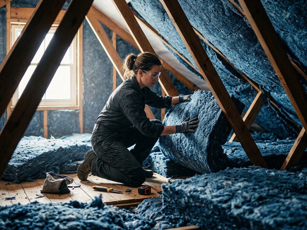 Professional installation of eco-friendly attic insulation to reduce your carbon footprint and energy waste.