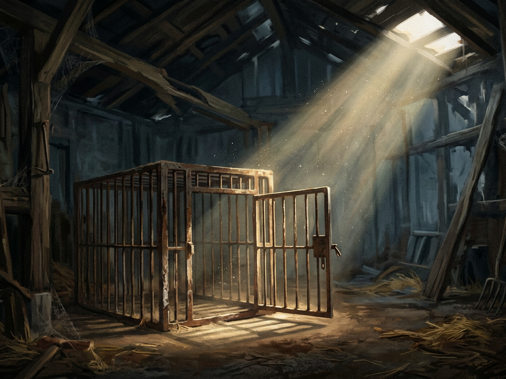 An empty rusted cage representing the end of Vietnam bear bile farming practices.