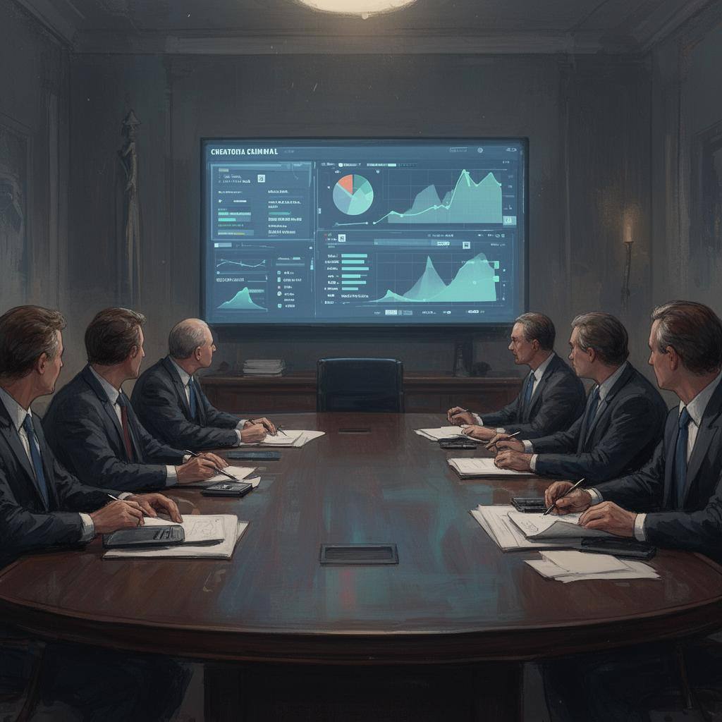 Directors reviewing climate risk data in a boardroom after the ENI ruling