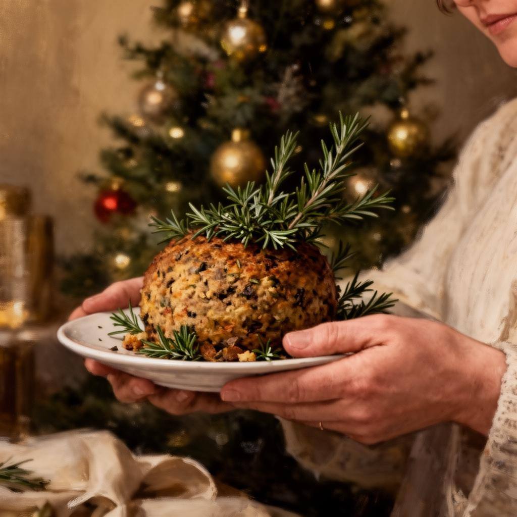 植物由来ローストを手に取る様子を捉えた、クリスマスの温かい雰囲気のイメージ。