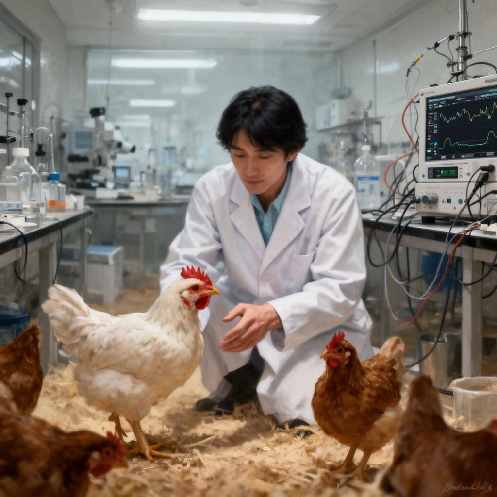 東京の研究所でニワトリと対話する研究者、動物の意識研究の現場を描く