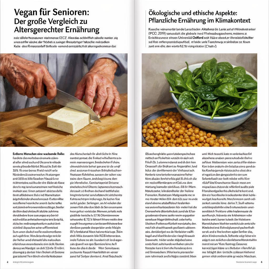 Nahaufnahme von Händen beim Tofu schneiden und eine Schüssel mit Spinat und Kichererbsen.